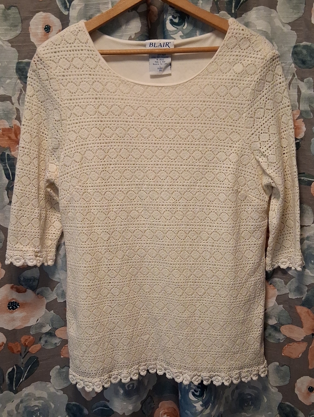 Blair Vintage Cream Lace Crochet Scoop Neck Top